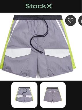 Kith Gray & Neon Green Cargo Sport Shorts